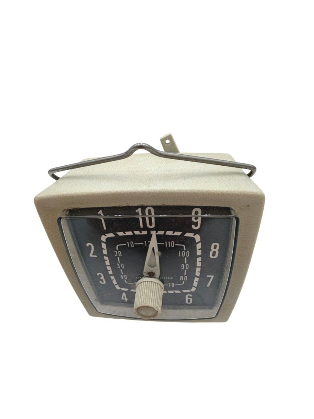 Vintage Square Windup Timer Beige Metal Housing Retro Photo Room Alarm - Picture 5 of 6